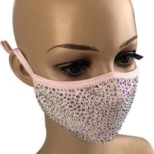 PINK Rhinestone Bling Face Mask